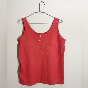 Vintage The GAP Made in USA 90s Henley Tank Top Red Cotton Top Womens Medium M